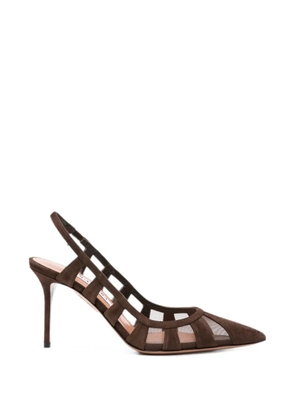 Aquazzura Acreen mesh-panelled suede pumps - Brown