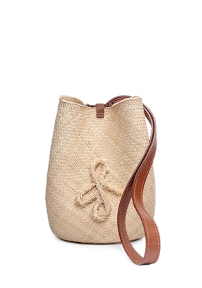 Ruslan Baginskiy logo-embroidered straw pouch bag - Neutrals