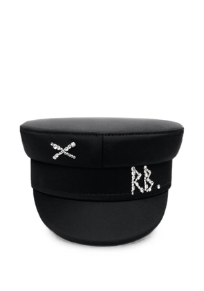 Ruslan Baginskiy Baker Boy crystal-embellished satin cap - Black