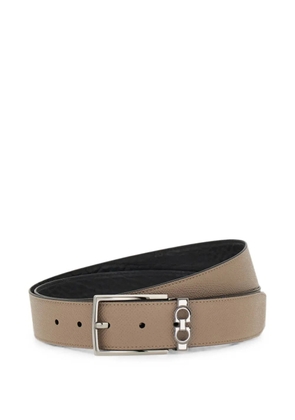 Ferragamo reversible and adjustable belt with rectangular buckle - Neutrals