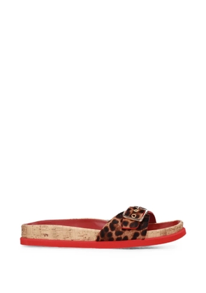 Premiata leopard-print buckle-detail slides - Brown
