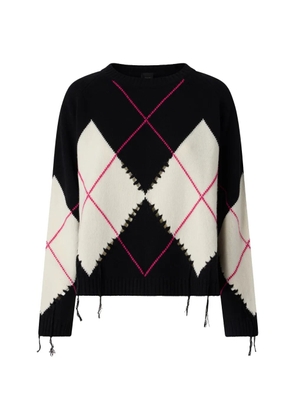 PINKO Berna argyle-intarsia distressed sweater - Black