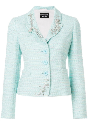 Moschino embellished tweed blazer - Blue