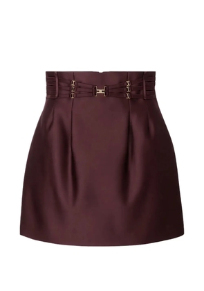 Elisabetta Franchi logo-plaque pleated-detail mini skirt - Brown