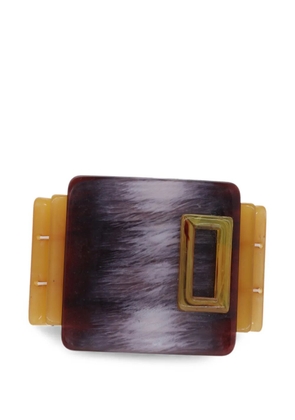 Vintage geometric-panel slip-on bracelets - Brown