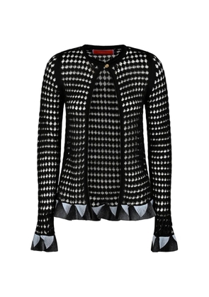 La DoubleJ Bow ruffled open-knit cardigan - Black