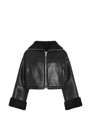 Yves Salomon shearling-trim cropped jacket - Black
