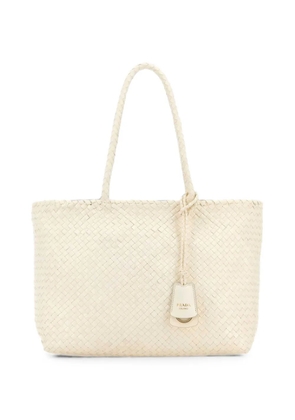 Prada large woven leather shoulder bag - White