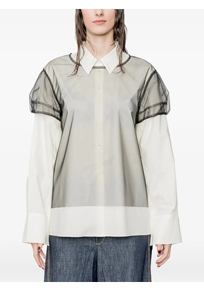 SUSANNE BOMMER tulle-overlay short-sleeve blouse - Black