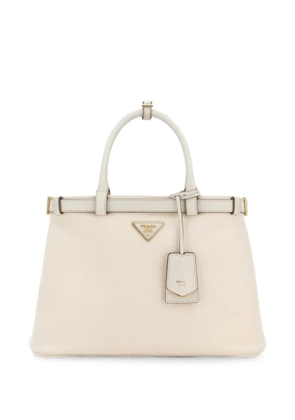 Prada medium Buckle canvas logo-plaque tote bag - White