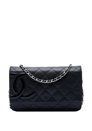 CHANEL Pre-Owned 2012 Quilted Lambskin Cambon Ligne Wallet On Chain crossbody bag - Black