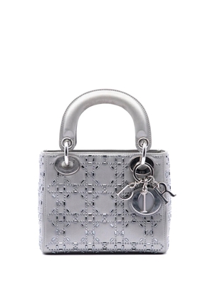 Christian Dior Pre-Owned 2016 Mini Satin Cannage Crystal Embellished Lady Dior satchel - Grey