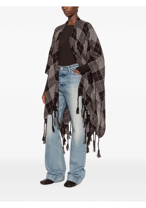 Brunello Cucinelli check tassel-trimmed ponchos - Brown