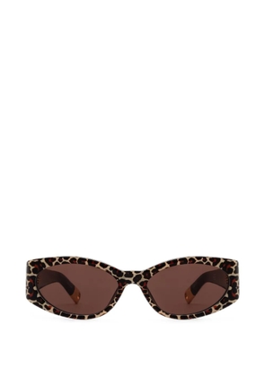 Jacquemus Ovalo leopard-print sunglasses - Brown