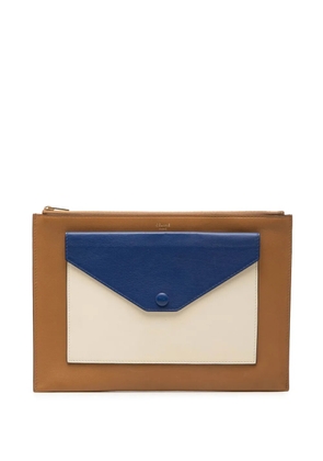 Celine Pre-Owned 2014 Tricolor Leather Pocket Envelope Zip clutch bag - Brown