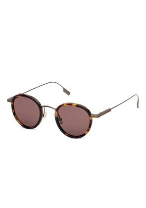 Zegna havana round sunglasses - Brown