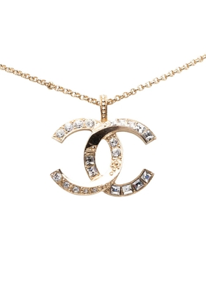 CHANEL Pre-Owned 2019 CC Gold Plated Strass Pendant Necklace costume necklace
