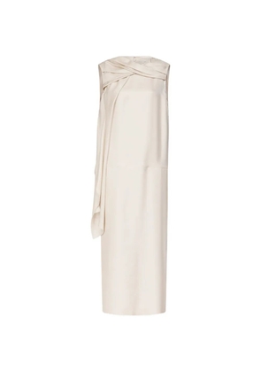 LouLou de Saison Izia draped silk-twill dress - Neutrals