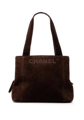 CHANEL Pre-Owned 1997-1999 Suede LAX Logo tote bag - Brown