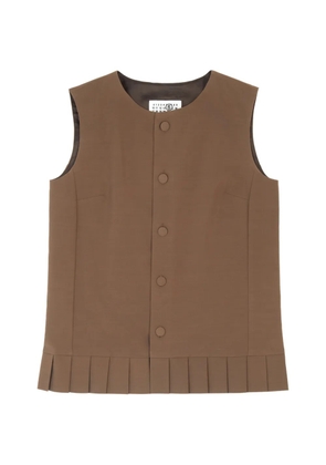 MM6 Maison Margiela pleated wool blend sleeveless top - Brown
