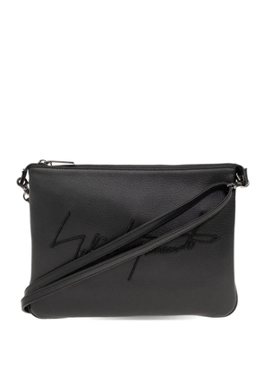 Discord Yohji Yamamoto Signature logo-embroidered leather messenger bag - Blue