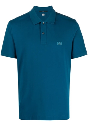 C.P. Company logo-patch cotton polo shirt - Blue