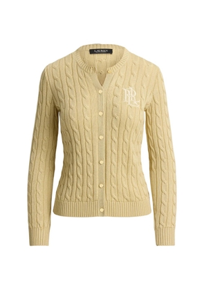 Lauren Ralph Lauren cable-knit logo-embroidered cardigan - Yellow