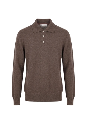 Brunello Cucinelli button-down cashmere polo shirt - Brown