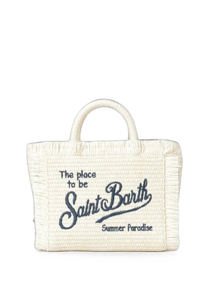MC2 Saint Barth Vanity logo-embroidered raffia beach bag - White