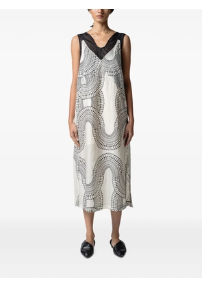 Muller Of Yoshiokubo Radial geometric-pattern sleeveless midi dress - Black