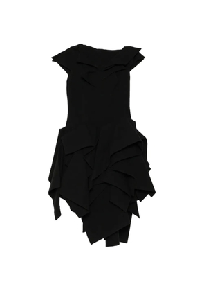 Yohji Yamamoto flannel Deco C draped dress - Black