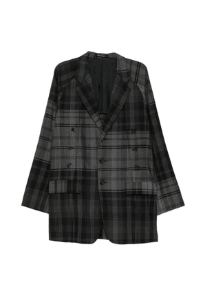 Yohji Yamamoto patchwork check-pattern blazer - Black