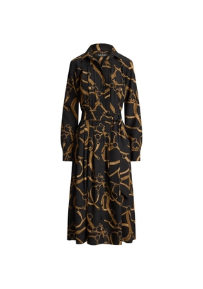 Lauren Ralph Lauren belting-print pleated shirt midi dress - Black