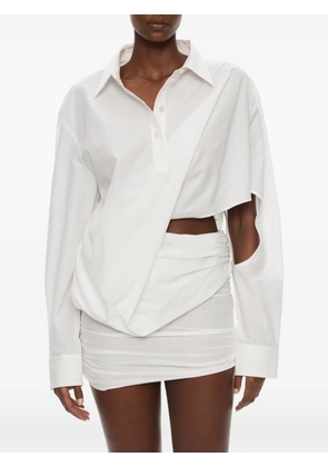 Christopher Esber Aiba draped cut-out mini shirt dress - White
