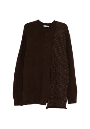 Yohji Yamamoto panelled round-neck sweater - Brown