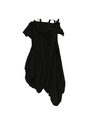 Yohji Yamamoto string-gather asymmetric dress - Black