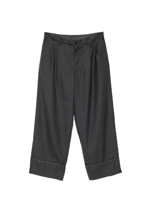 Yohji Yamamoto pleated contrast-stitch trousers - Grey