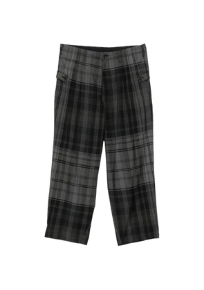 Yohji Yamamoto plaid tab-detail trousers - Grey