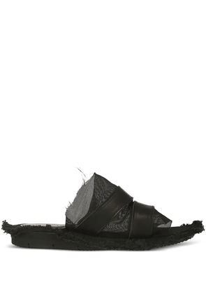 Yohji Yamamoto frayed layered sandals - Black