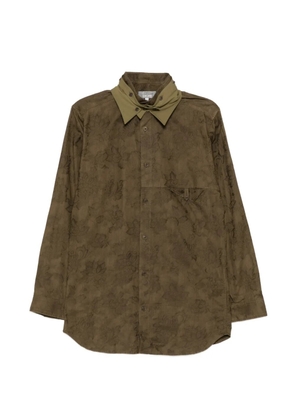 Yohji Yamamoto floral-jacquard contrast-collar shirt - Green