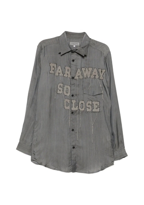 Yohji Yamamoto patch-detail pinstripe-print shirt - Grey