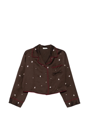 SANDRO rhinestone-embroidered piped-trim shirt - Brown