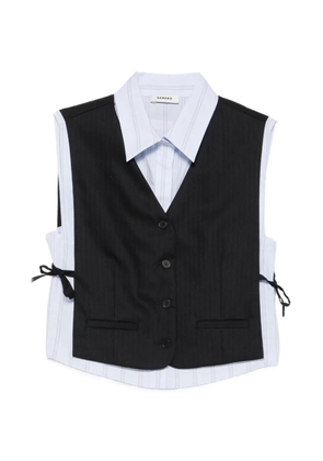 SANDRO pinstripe-pattern buttoned top - Black