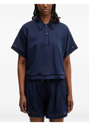 Lacoste logo-patch open-work polo shirt - Blue