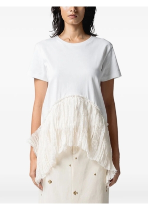 Muller Of Yoshiokubo ruffled asymmetric-hem T-shirt - White