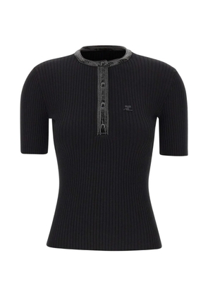Courrèges ribbed-knit vinyl-trim sweater - Black
