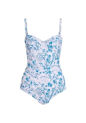 ERDEM botanical-print swimsuit - White