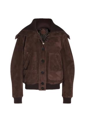The Attico ribbed-collar suede jacket - Brown