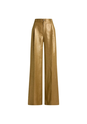 Lauren Ralph Lauren foiled linen palazzo pants - Gold