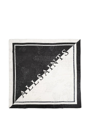 AllSaints Script logo-print scarf - Black